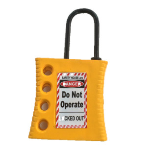 Insulated Lockout Hasp for 4 Padlock Dielectric Slider Yellow 
